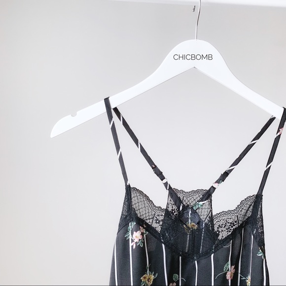 CHICBOMB Tops - BLACK SCALLOP LACE CAMI - PINSTRIPE FLOARAL
